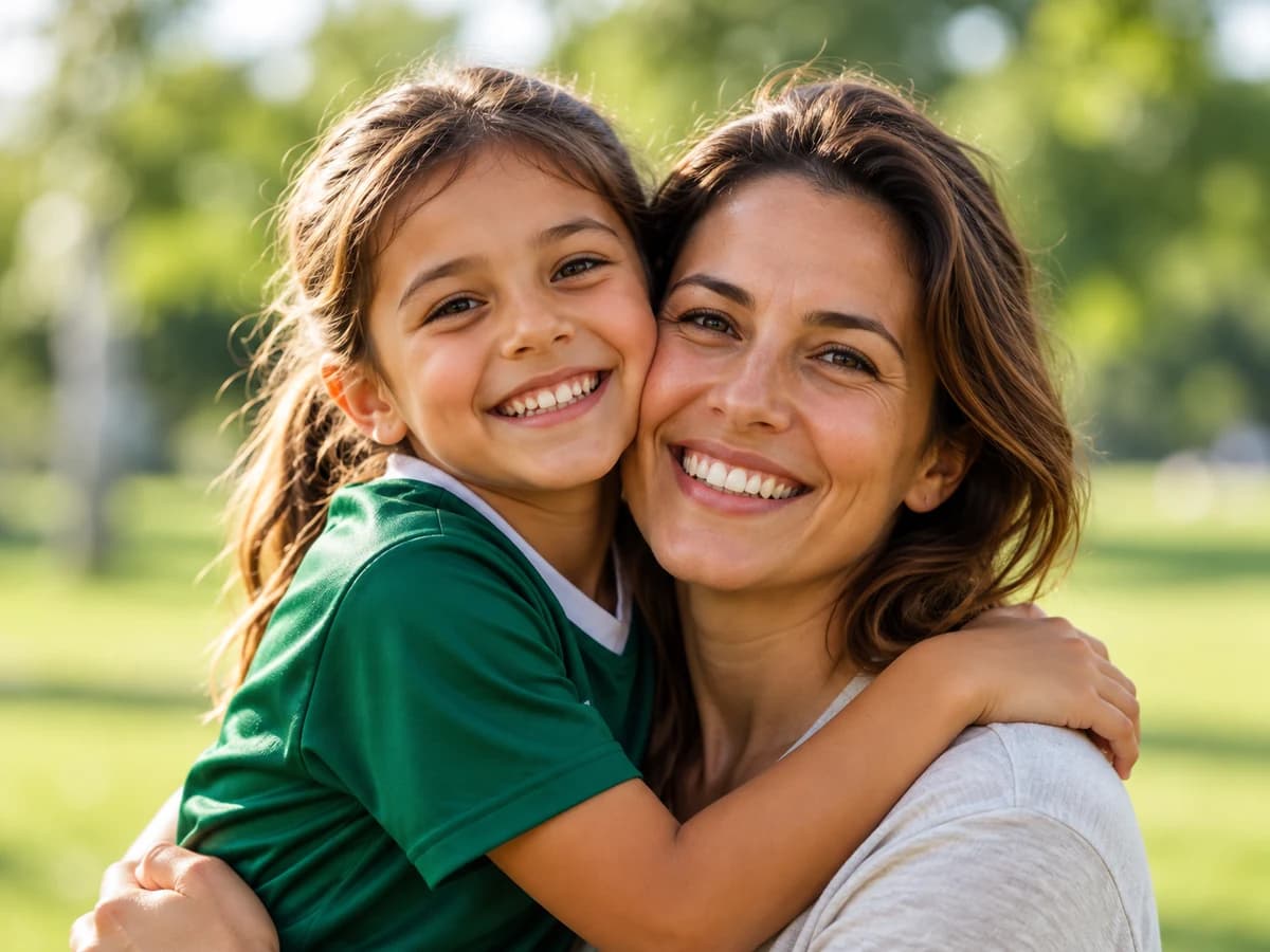 Responsável com a filha em um momento esportivo
